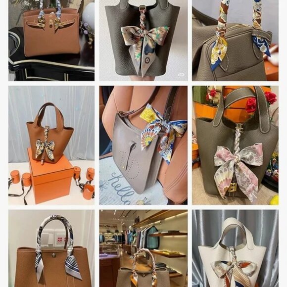 Twilly Scarf Blue Tones Set of Two Bag Accessory Mountain Design Love Yourself - Picture 8 of 12